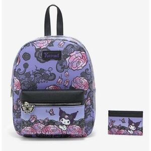 Sanrio Kuromi Roses Lace Mini Backpack & Cardholder Set New